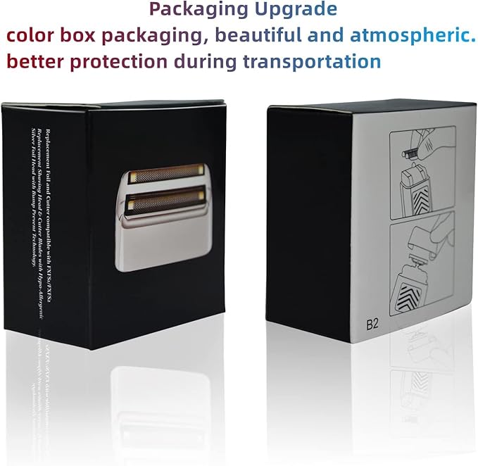 2 pack Professional Replacement Foil and Cutters for BaBylissPRO Barberology Double Foil Shaver, Compatible with BaBylissPRO Barberology FXFS2 Shaver,Gold
