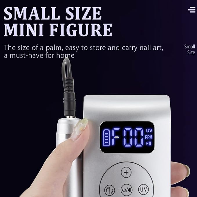 3 in 1 Portable Electric Nail Drill,Compact 35000 RPM Electrical Professional Nail File Kit, Nail Dryer UV Lamp Manicure for Acrylic, Gel Nails, Manicure Pedicure Polishing Shape Tools