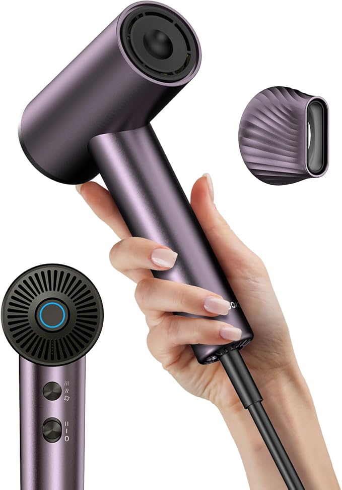 Ionic Hair Dryer, High-Speed Blow Dryer - 150,000 RPM Brushless Motor, 500 Million Negative Ions, Ultra-Light & Small, Smart Temp Control, Quiet Hairdryer for Women, Ideal for Travel, Home