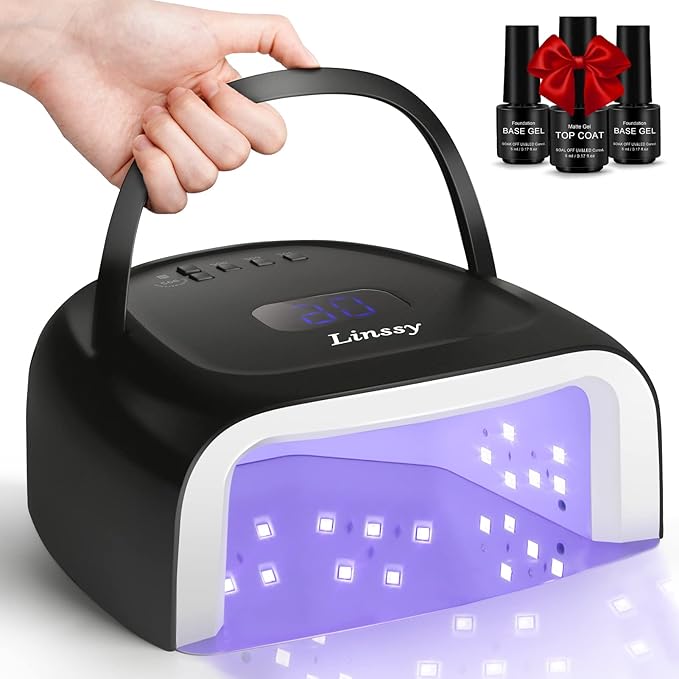 60W Rechargeable UV LED Nail Lamp, Faster Wireless Nail Dryer Gel Polish Light 42 Beads & Portable Handle, Professional Curing Lamp for Fingernail and Toenail (White)