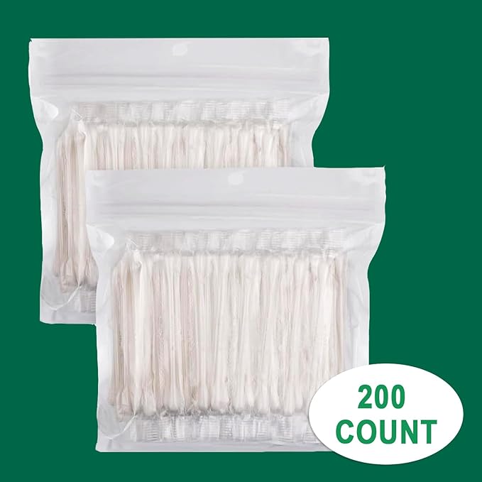 200 Pack Cotton Swabs, Individually Wrapped Cotton Swab, Individually Wrapped Double Tipped Paper Sticks for Ear, Make-up(Double Round End)