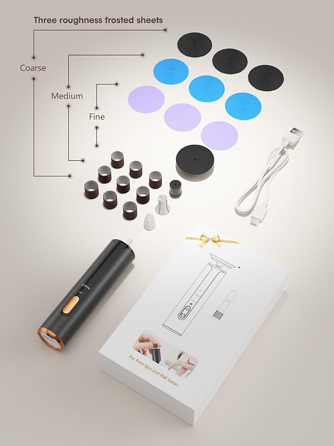 Electric Foot Callus Remover - 2 in 1 Cordless Electric Foot File Nail Grinder,Electric Callus Remover for Feet with 3 Modes,Dry Skin Remover for Feet (Black)