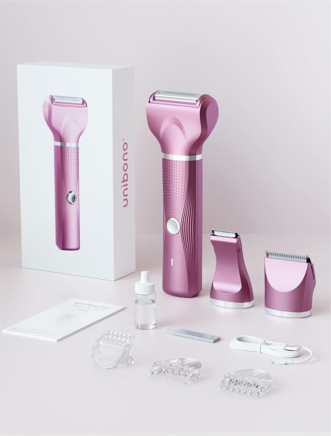 3-in-1 Electric Razor for Women - Waterproof Bikini Trimmer,Rechargeable Electric Shaver for Lady,Pubic Hair Trimmer Women,Personal Trimmer Groomer for Body Hair (Rose Red, RR-2)