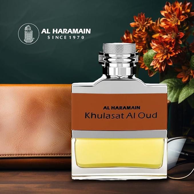 Al Haramain Khulasat Al Oud - Cologne for Men - Long Lasting Arabian Perfume for Men - Oud Eau de Parfum Fragrances - 3.3 oz