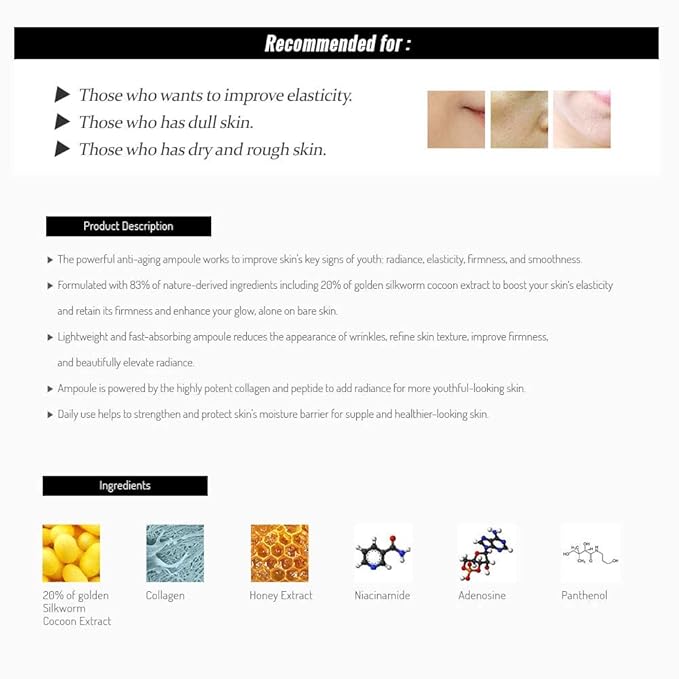 SO NATURAL SILK COLLAGEN GLOW AMPOULE - Anti-Aging Serum, Intense Hydration + Moisture