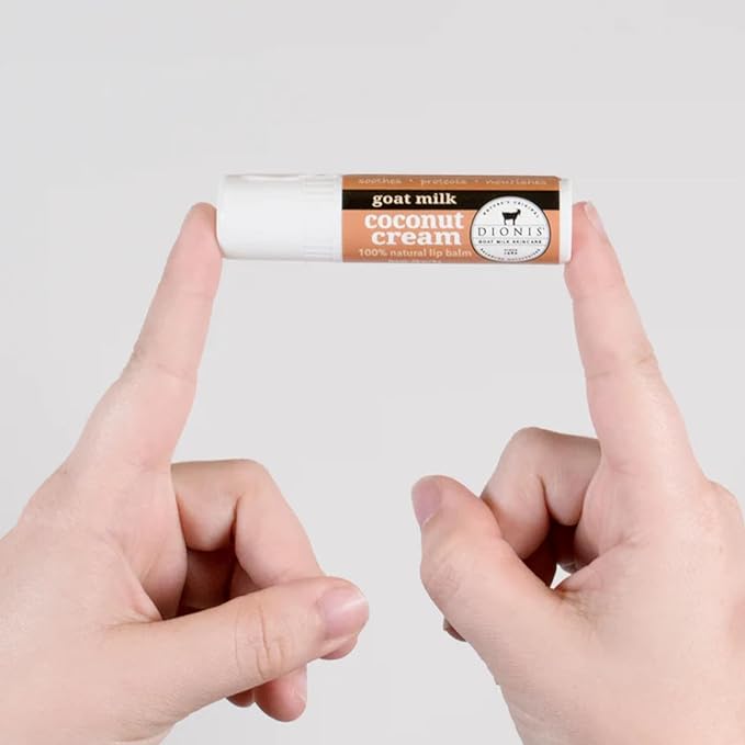 Dionis Goat Milk Skincare Coconut Cream Holiday Lip Balm Gift Set - Beeswax, Shea Butter & Coconut Oil Lip Care Products Made in The USA - Cruelty Free Lip Moisturizer for Chapped Lips, 0.28oz 3 Pack