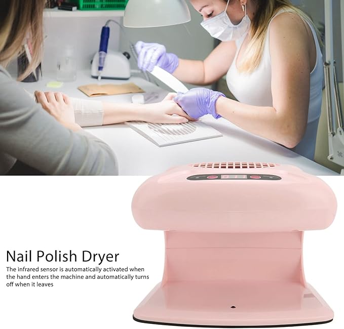 Air Nail Dryer, 300W Nail Fan Blower Dryer Machine with Automatic Sensor Warm and Cool Wind for Both Hands and Feet, Manicure Drying Tool for Regular Nail Polish, Home Salon