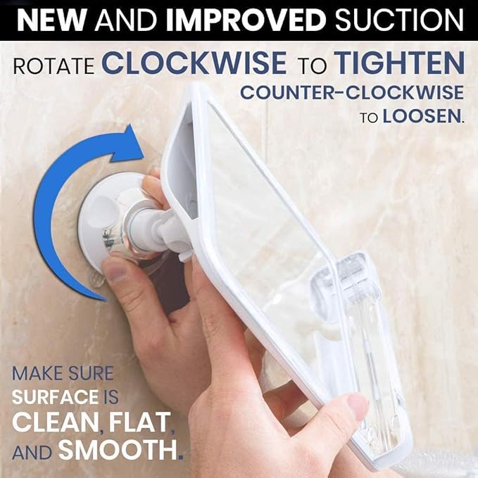 MIRRORVANA Shower Shaving Mirror with Dual Anti Fog - Fogless Shatterproof Surface with Razor Holder and Strong 360° Suction Cup (8" x 7", White)