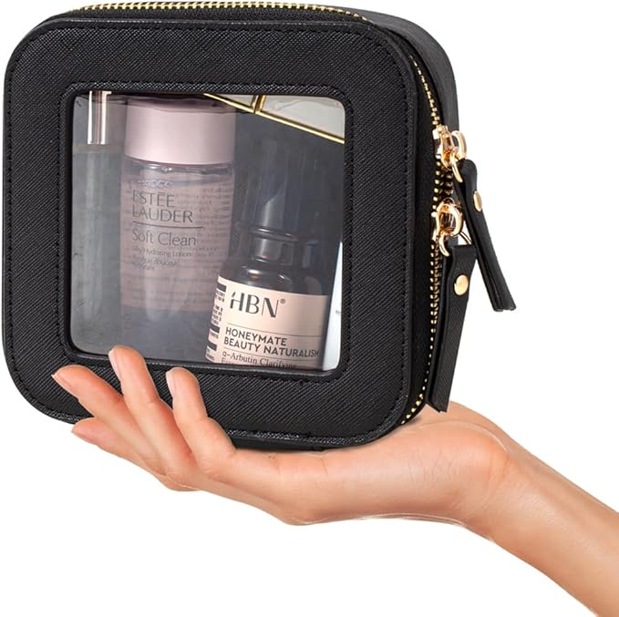 Clear Makeup Bag, Small Makeup Bag TSA Approved Toiletry Bag Cosmetic Travel Bag Cute Makeup Bag Organizer Makeup Case Pouch Car Essentials for Women Men