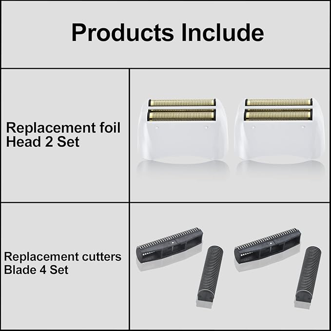 2 Pack Pro Shaver Replacement Foil and Cutters compatible with"andis #17150 shaver foil replacement" Golden