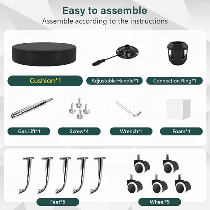 Black PU Leather Swivel Stool with Wheel Perfect for Salon Work Home SPA Shop Height-Adjustable and Cost-Effective Rolling Stool Chair Small (Black)