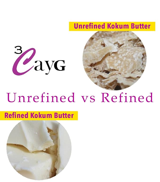3CayG 5lb Raw Kokum Butter Pure for Lotion Making Soap Making Body Butters, and More