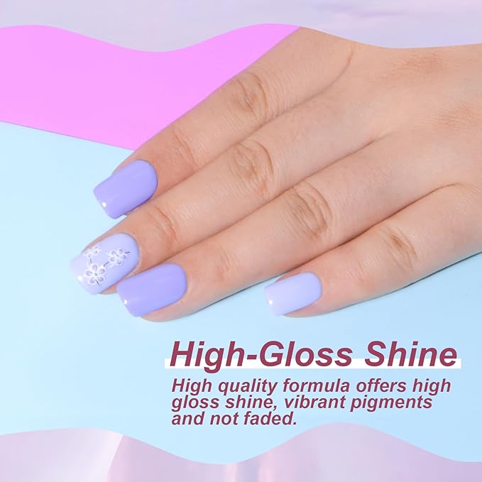 Gel Polish Nail Set 20 Colors with 3Pcs Glossy & Matte Top Coat and Base Coat, Light Purple Yellow Blue Sparkle Glitters Colorful Gel Polish Set For Valentine's Gifts