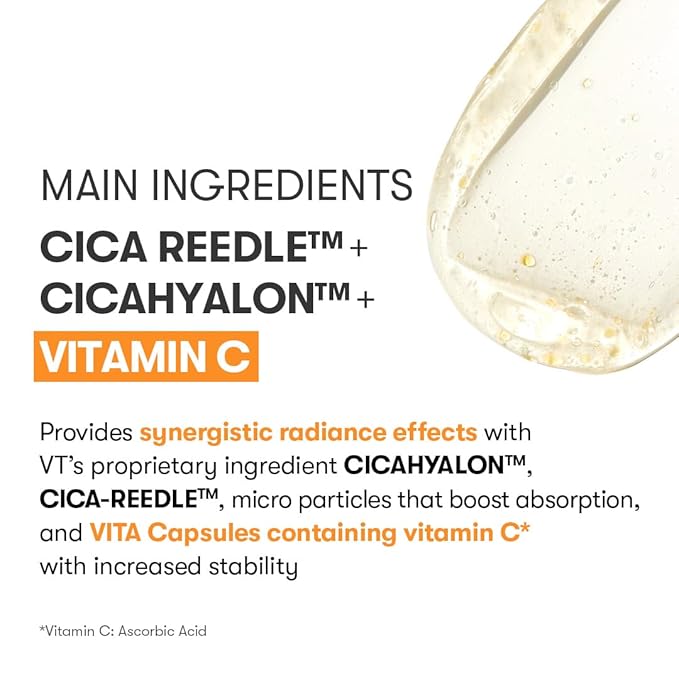 VT Cosmetics Vita-Light Reedle Shot 100, Serum with Vitamin C Capsules, Vitamin E, Hydrating Care, Korean Skincare for Sensitive Skin 1.69Fl Oz(50ml)