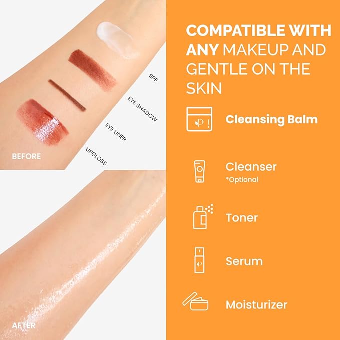 PLANTIFIQUE Korean Cleansing Balm Makeup Remover 2 Pack with Mango & Papaya Extracts, Hyaluronic Acid, and Ceramide - Nourishing Melting Cleanser for All Skin Types