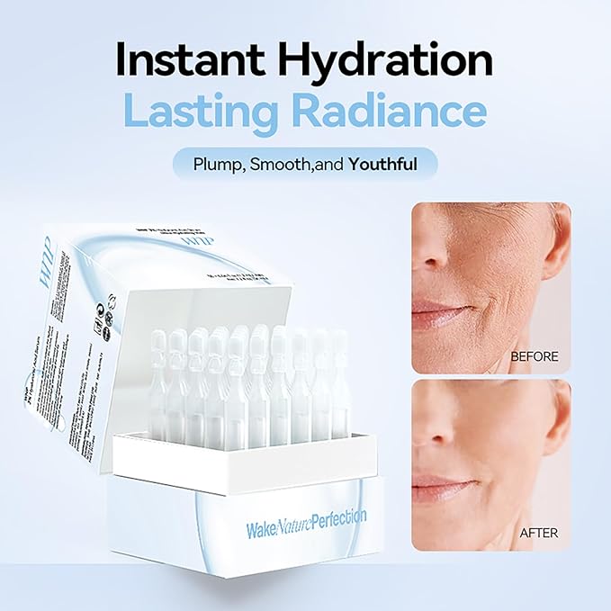 Ultra Hydrating Serum 3% 4D Hyaluronic Acid Smoother Skin|Pre-makeup SkinCare|Anti-Aging serum for face Single-Use Vials Skincare for Dry&Sensitive skin(1.2 ml)*30