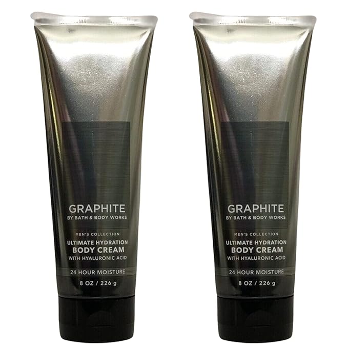 Bath and Body Works Men's Collection Ultimate Hydration Ultra Shea Body Cream 8 Oz 2 Pack (Graphite)