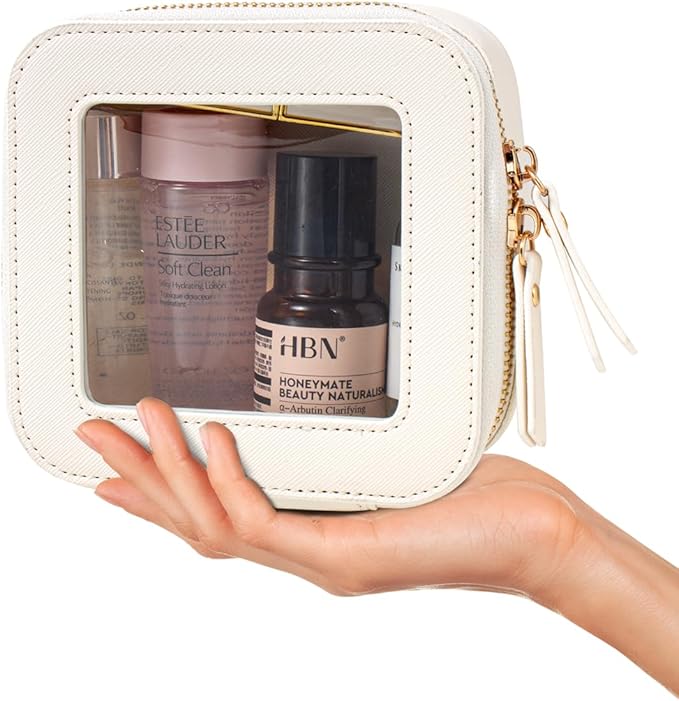 Clear Makeup Bag, Small Makeup Bag TSA Approved Toiletry Bag Cosmetic Travel Bag Cute Makeup Bag Organizer Makeup Case Pouch Car Essentials for Women Men