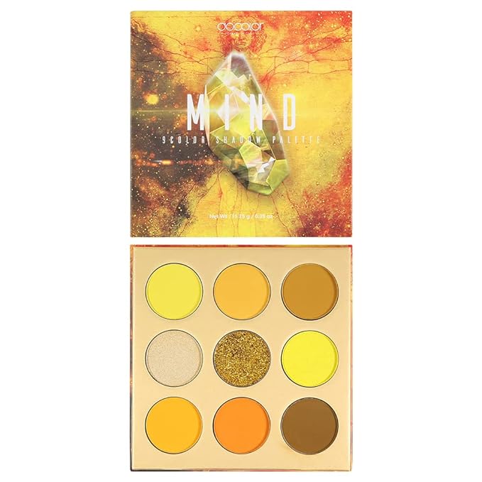 docolor Eyeshadow Palette 9Colors Yellow Eyeshadow Gemstone Shadow Palettes Highly Pigmented Mattes Shimmers Naked Smokey Glitter Cream Colorful Powder Blendable Long Lasting Waterproof Makeup Palette