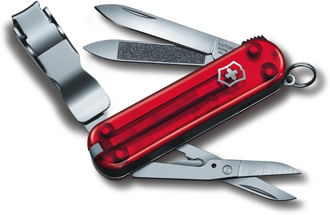 Victorinox Nail Clip 580, 8 Functions, Swiss Made Multi-Tool with Nail File, Nail Cleaner and Small Blade - Ruby