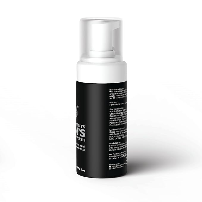 Skin Elements Intimate Wash for Men | pH Balanced Foaming Wash with Tea Tree Oil & Aloe Vera | Soothes, Refreshes & Maintains Hygiene | 4.05 fl. oz. |