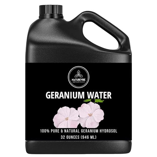 Naturevibe Botanicals Geranium Water 32 Ounces | 100% Pure and Natural | Great for Skin Care and Hair Care
