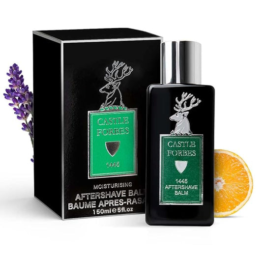 Castle Forbes 1445 Aftershave Balm For Men, 5 fl.oz. | Moisturizing After Shave Lotion w/ Essential Oils | Soothing & Refreshing Face Balm | Alcohol Free Post Shave Skincare For All Skin Types
