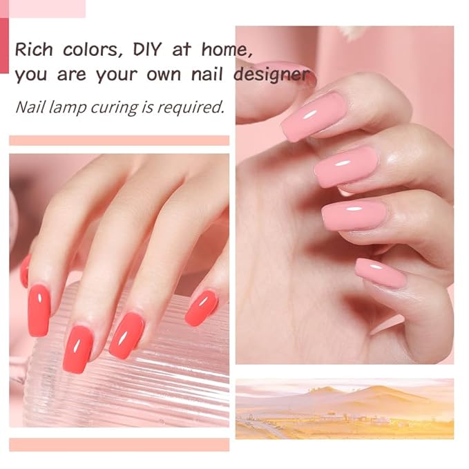 JR 9pcs 15ml Gel Nail Polish Set Red Pink Gel Polish Kit Soak Off Gel Polish Nail Art Manicure Salon DIY Home Gift G