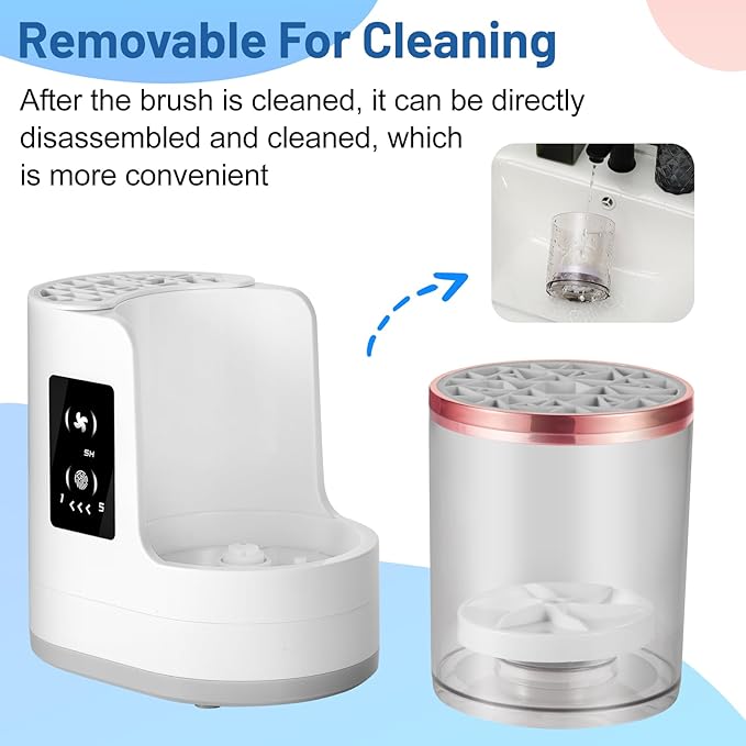 3 IN 1 Electric Makeup Brush Cleaner Machine - 2/5 Hour Drying, One-Touch Touchscreen Makeup Brush Cleaner Machine, Universal Fit for All Brush Sizes, Efficient Wash & Dry