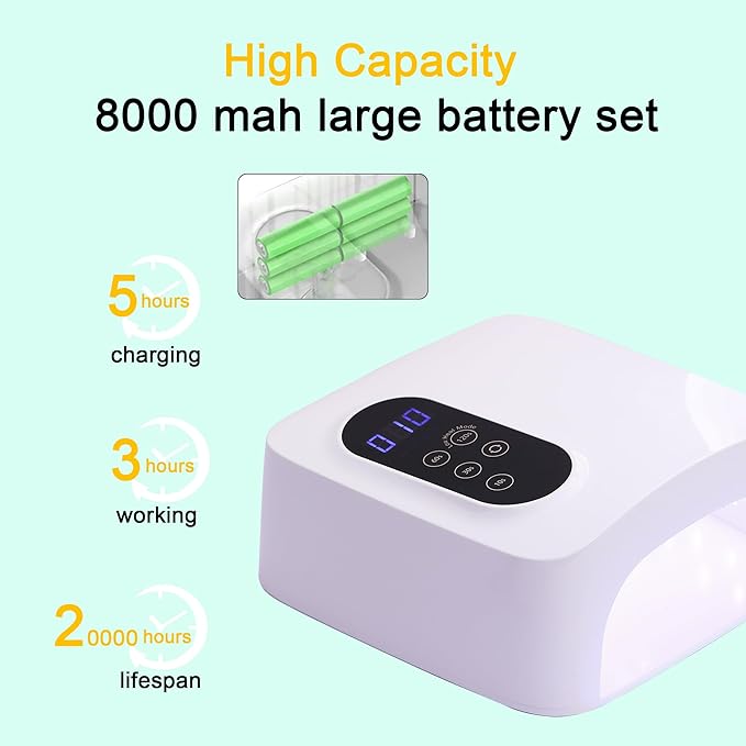 72W Cordless Led Nail Lamp, Rechargeable Nail Dryer, Portable Gel UV Led Nail Light with 4 Timer Setting Sensor, Professional Gel Nail Lights Nail Art Manicure Tools for Home and Salon