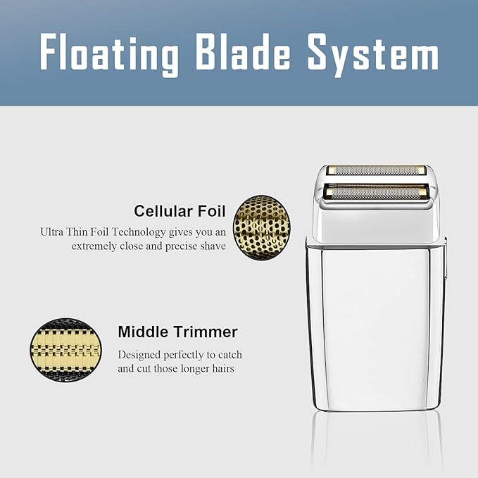 4 Pack Shaver Replacement Foil and Cutters compatible with BaBylissPRO Double FXFS2 Metal shaver foil replacement (Sliver-4PCS)