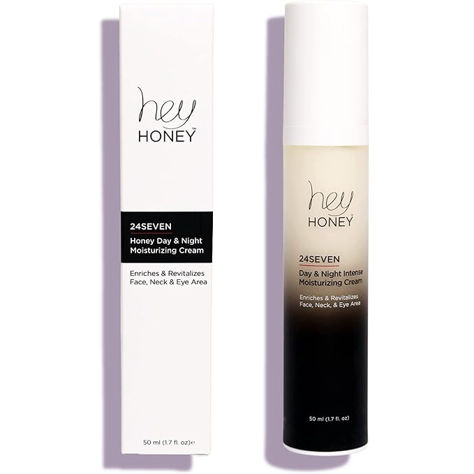 Hey Honey 24Seven Honey Day and Night Moisturizing Cream For Face, Neck & Eye Area | Rich Pro-Beautiful-Aging Intensely Hydrate and Reduce The Appearance Of Fine Lines and Wrinkles | 1.7 Oz