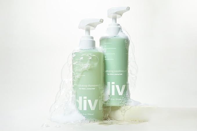 Divi Hydrating Shampoo and Conditioner Set for Women and Men - Gently Cleanses, Removes Scalp Buildup, Hydrates, and Nourishes Hair, Strengthens All Hair Types, Vegan, Cruelty-Free, 2 x 12 Fl Oz