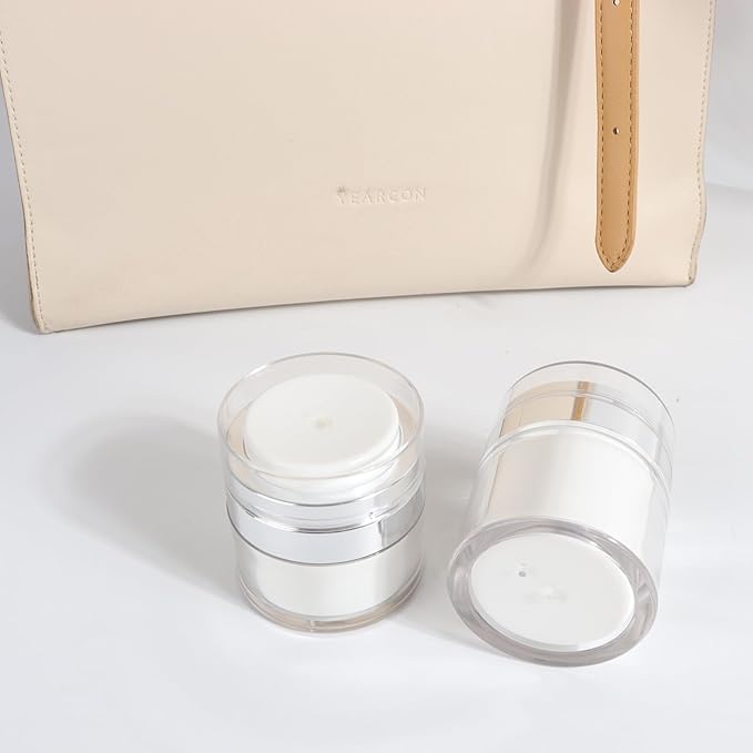 3Pack Airless Pump Jar - 50ml Moisturizer Dispenser, Cream Jar Vacuum Bottle - Airless Cosmetic Pump Containers for Cream, Lotions