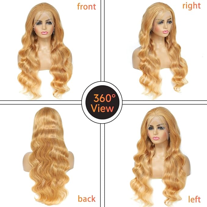 30 Inch Honey Blonde Lace Front Wig Human Hair Pre Plucked Blonde Lace Front Wigs Human Hair With Baby Hair 200% Density #27 Colored 13x4 Body Wave Honey Blonde Wig Human Hair
