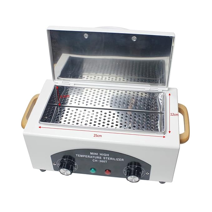 High Temperature Metal Tool Cleaning Box with Timer 110V 300W 1.5L Dry Heat Cabinet with Adjustable Temperature and Handle for Beauty SPA Salon Barber Metal Equipment Cleaning