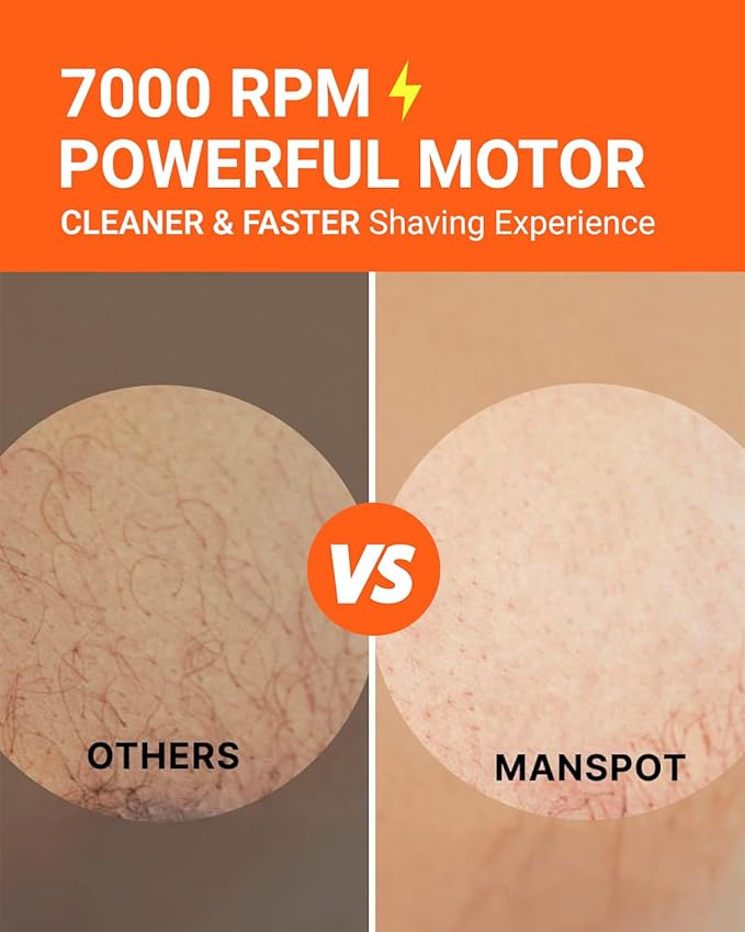 MANSPOT Manscape 2 in 1 Body Hair Trimmer Foil Shaver, Electric Ball Pubic Groin Hair Trimmer, Waterproof Wet/Dry Bikini Trimmer for Women with 4 Guard, 20 Days Shaving