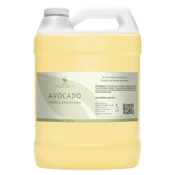Avocado Oil - Pure, Refined, Filtered, Non-GMO, Vegan, Fair Trade, Unscented, Bulk Carrier - 128 oz / 1 Gallon - for Skin, Hair, Nails, Body & More - Hydrating, Nourishing, Moisturizing
