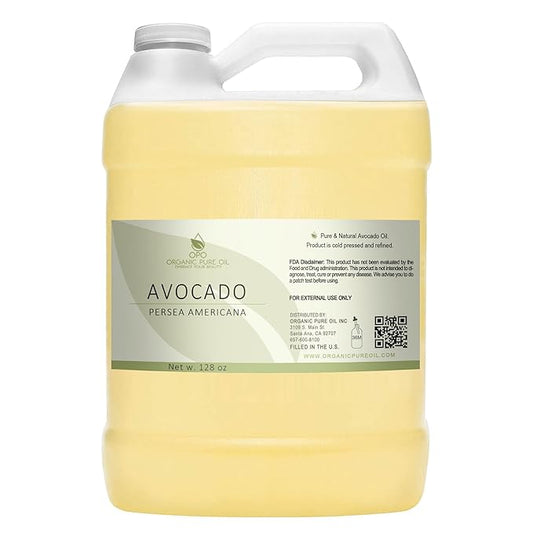 Avocado Oil - Pure, Refined, Filtered, Non-GMO, Vegan, Fair Trade, Unscented, Bulk Carrier - 128 oz / 1 Gallon - for Skin, Hair, Nails, Body & More - Hydrating, Nourishing, Moisturizing