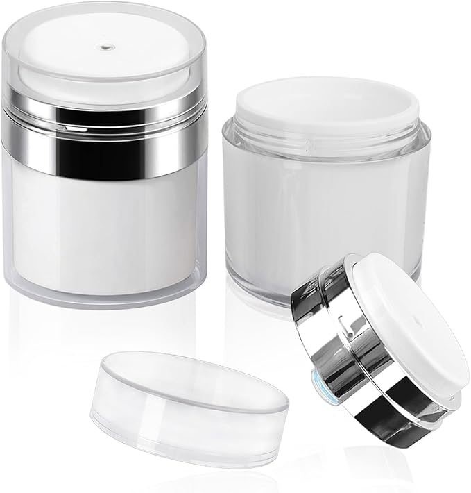 2Pack 100ml Airless Pump Jar - 3.5 Oz Moisturizer Pump Dispenser, Travel Lotion Container Vacuum Bottle for Skin Care, Thick Moisturizer, Skincare Cream