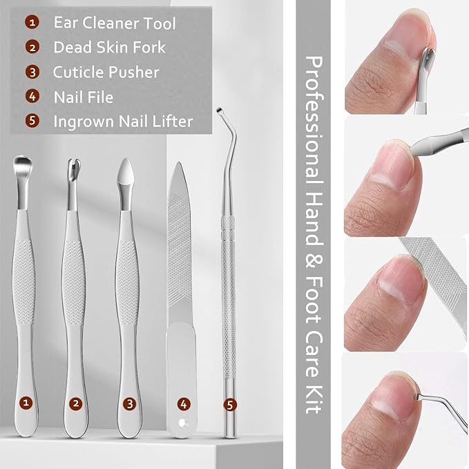 11pcs Ingrown Toenail Clipper Nail Cutter,Multifunctional Stainless Steel Nail Clipper,Adult Thick Nails Travel Grooming Kit Manicure & Pedicure Set Personal Care Tools (red)