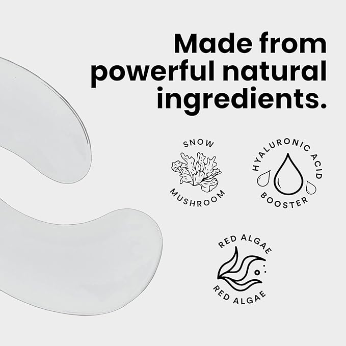 BLAQ Snow Circles Premium Under Eye Hydrating Patches for Dry Skin, Dark Circles and Puffiness. Snow Mushroom, Green Tea, Marine Algae, Vegan and Cruelty-Free, 15-Pack