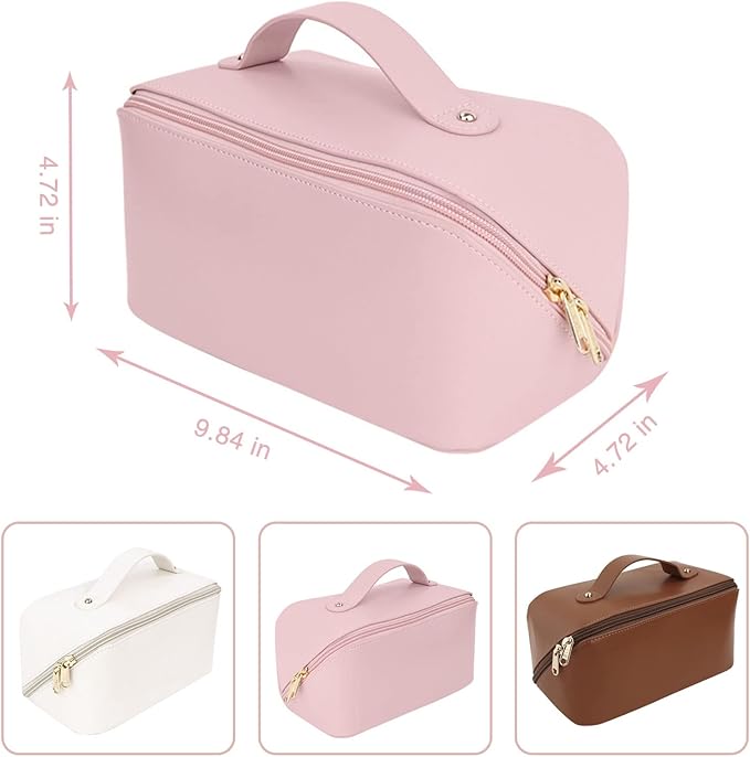 Large Capacity Travel Cosmetic Bag with Handle and Divider - Multifunctional Makeup Bag for Easy Access, Waterproof