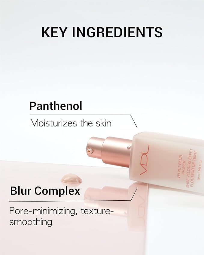 VDL Velvet Blur Makeup Primer (Matte Finish, 1.01fl oz) - Korean Makeup Base for Perfect, Flawless, Smooth Skin. Oil Control, Makeup Enhancer for All-Day Long Wear.