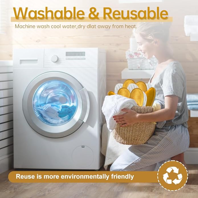 GONG GONG 6 Pairs Non Slip Disposable Slippers, Washable & Reusable, Closed Toe Crystal Velvet Slipper for Guest, Bathroom, House, Hotel, Party, SPA, Wedding