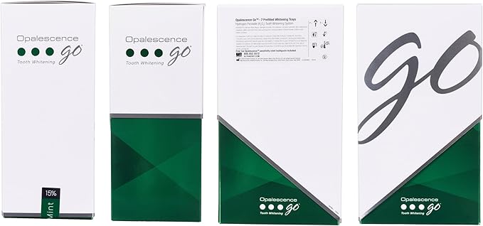 Opalescence GO 15 Whitening Bundle - (7 Treatments) Hydrogen Peroxide Prefilled Whitening Trays and Travel Sensitive Whitening Toothpaste 1 Oz - Mint Flavor- 6288-1T