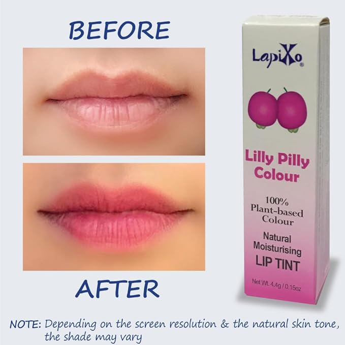 100% Plant-based Color, Unique Natural Moisturizing Lip Tint, 2-in-1 | Non-Toxic, All Food Ingredients, Antioxidant-rich Superfoods, Natural Matte Sheer, Buildable, 4.4g/0.15oz (Lilly Pilly color)
