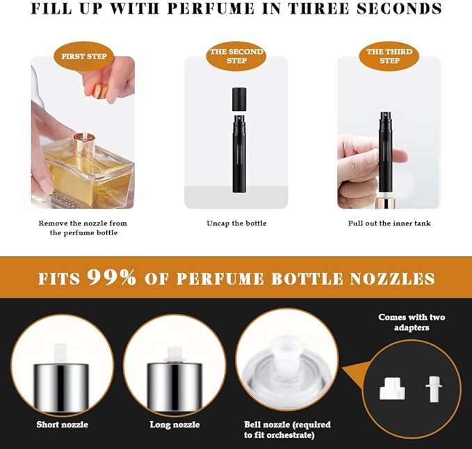 8ml Perfume Atomizer Travel Refillable,Mini Cologne Dispenser, Bottom-Filling Fragrances Perfumes Bottle,Portable Sprayer Pocket Size for Women Men Cruise Car Trip Gift 2pcs (Pink-Sliver)