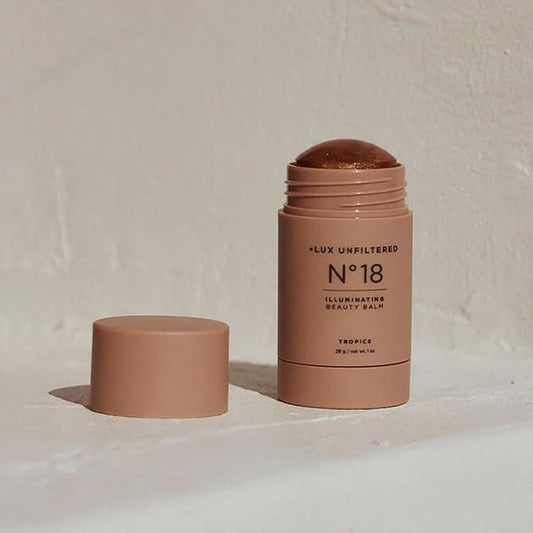 + Lux Unfiltered N°18 Illuminating Beauty Balm in Tropics (A Sheer Wash of Bronze), Non Toxic, Cruelty-Free, Vegan Bronzing Face Stick, Buildable and Blendable Face & Body Color