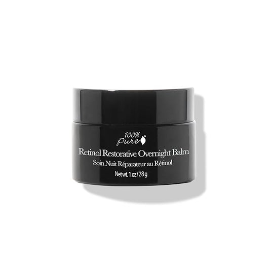100% PURE Retinol Restorative Balm Potent Anti-Aging Facial Night Cream - Quench Thirsty Dry Skin Overnight Moisturizing Face Hydration & Skincare for Baby Soft, Even Skin Tone - Vegan - 1 oz